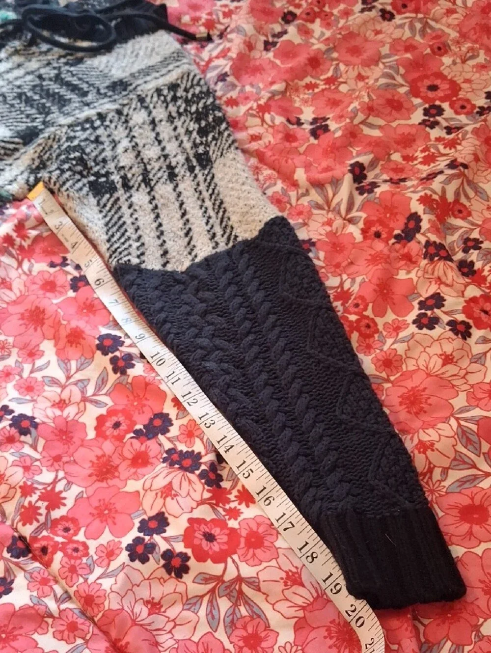 Free People Multi-Pattern Multi Color Patchwork Lace-Up Sweater Dress